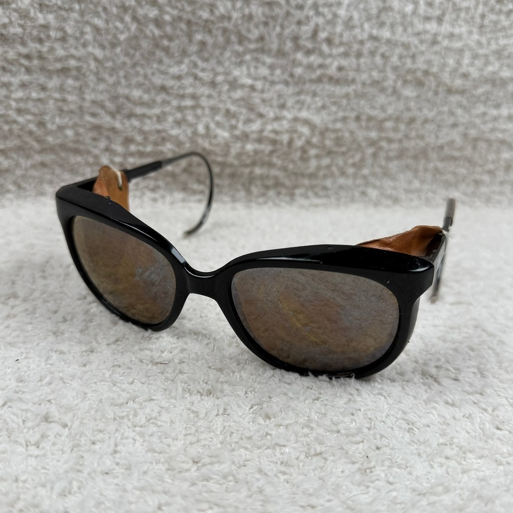 Vintage Bolle Glacier Sunglasses Black Leather Side Shields France Mountain Case